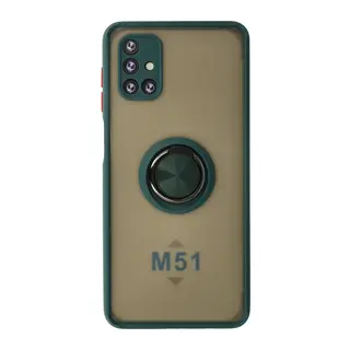 Samsung Galaxy M51 Kılıf Montreal Yüzüklü Silikon Kapak - Yeşil