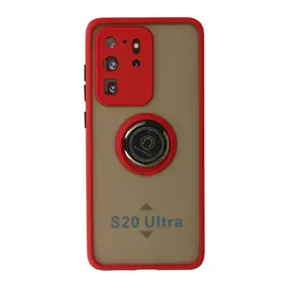 Samsung Galaxy S20 Ultra Kılıf Montreal Yüzüklü Silikon Kapak - Kırmızı