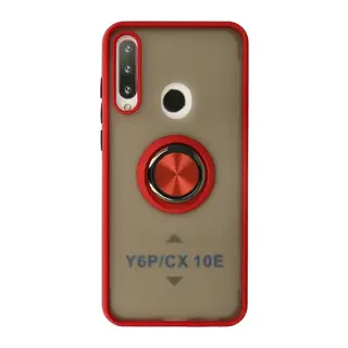 Huawei Y6P Kılıf Montreal Yüzüklü Silikon Kapak - Kırmızı