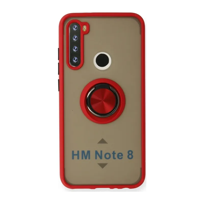 Redmi Note 8 Kılıf Montreal Yüzüklü Silikon Kapak - Kırmızı