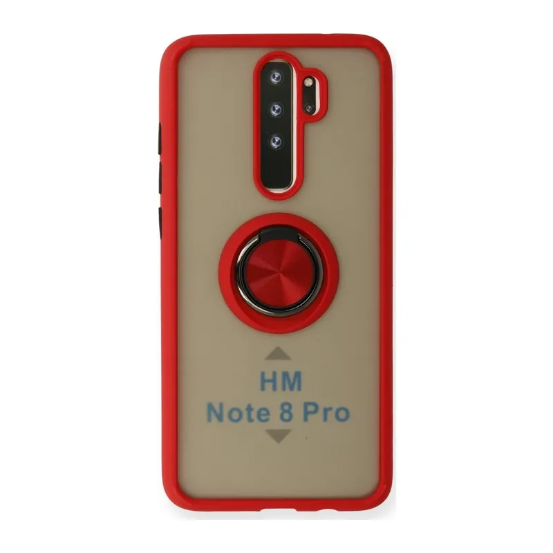 Redmi Note 8 Pro Kılıf Montreal Yüzüklü Silikon Kapak - Kırmızı