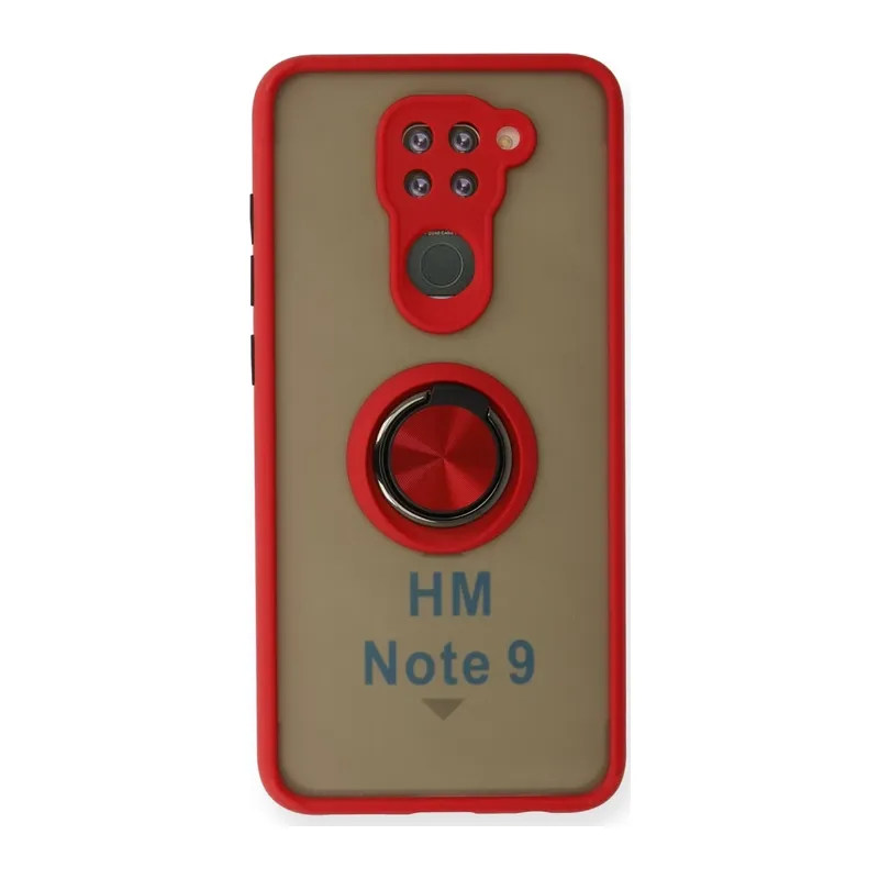 Redmi Note 9 Kılıf Montreal Yüzüklü Silikon Kapak - Kırmızı
