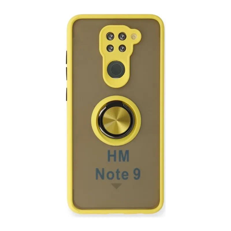 Redmi Note 9 Kılıf Montreal Yüzüklü Silikon Kapak - Sarı