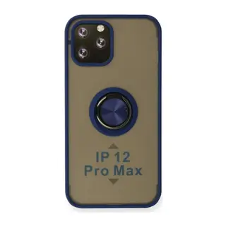 iPhone 12 Pro Kılıf Montreal Yüzüklü Silikon Kapak - Lacivert