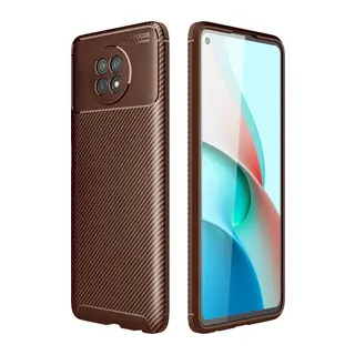 Redmi Note 9 5G Kılıf Auto Focus Karbon Kapak - Kahverengi