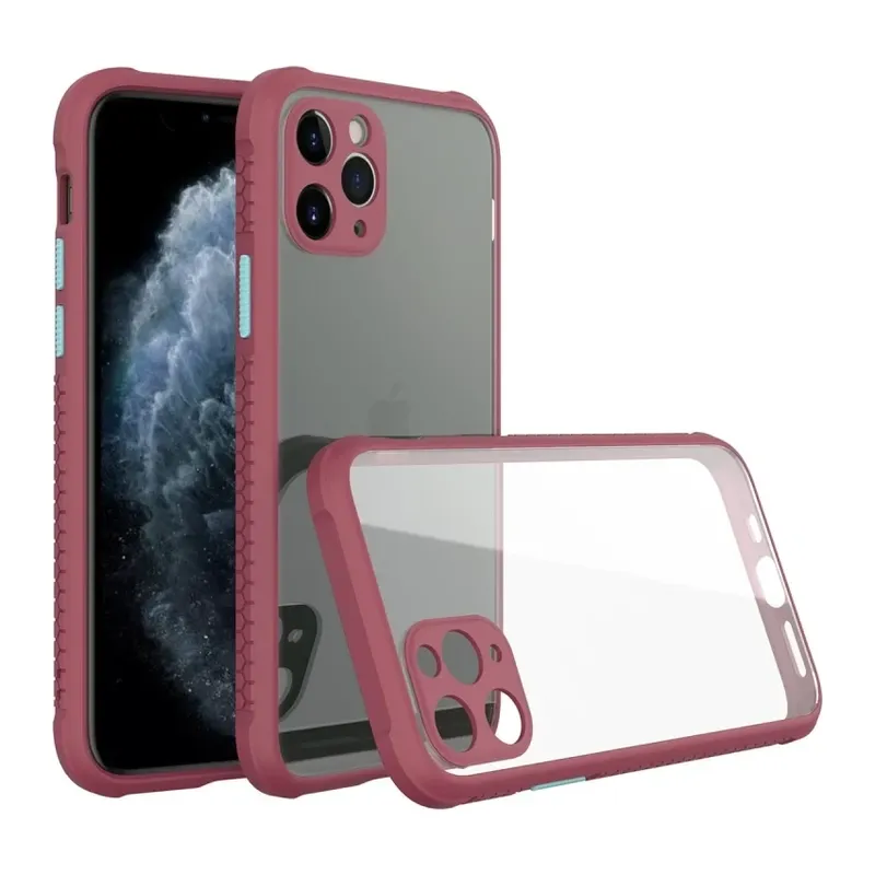 iPhone 11 Pro Max Kılıf Miami Şeffaf Silikon - Fuşya