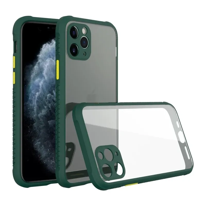 iPhone 11 Pro Max Kılıf Miami Şeffaf Silikon - Koyu Yeşil