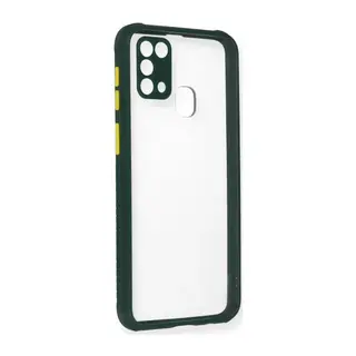 Samsung Galaxy M31 Kılıf Miami Şeffaf Silikon - Koyu Yeşil