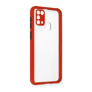 Samsung Galaxy M31 Kılıf Miami Şeffaf Silikon - Kırmızı