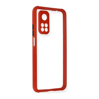 Mi 10T Pro Kılıf Miami Şeffaf Silikon - Kırmızı
