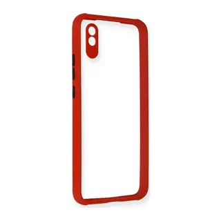 Redmi 9A Kılıf Miami Şeffaf Silikon - Kırmızı
