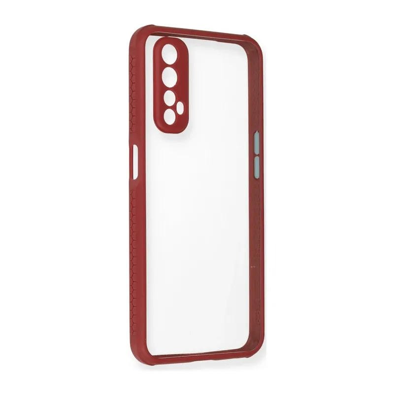 Realme 7 Kılıf Miami Şeffaf Silikon - Fuşya