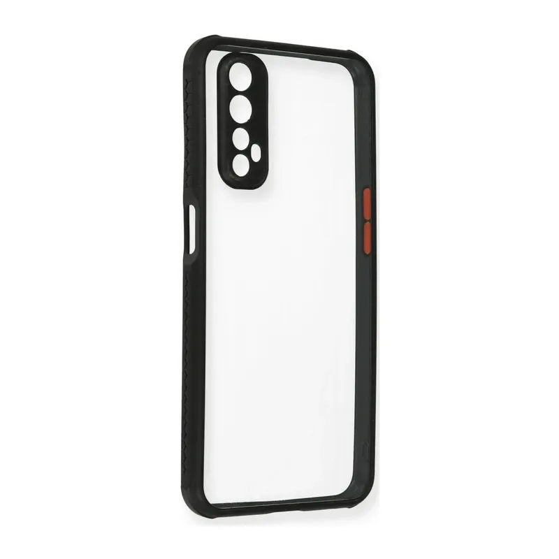 Realme 7 Kılıf Miami Şeffaf Silikon - Siyah