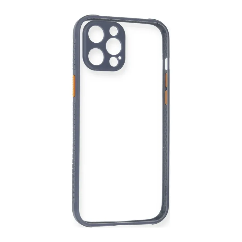 iPhone 12 Pro Kılıf Miami Şeffaf Silikon - Gri