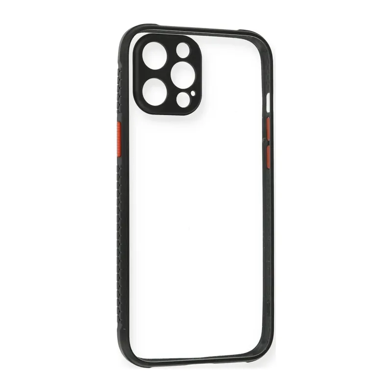 iPhone 12 Pro Kılıf Miami Şeffaf Silikon - Siyah