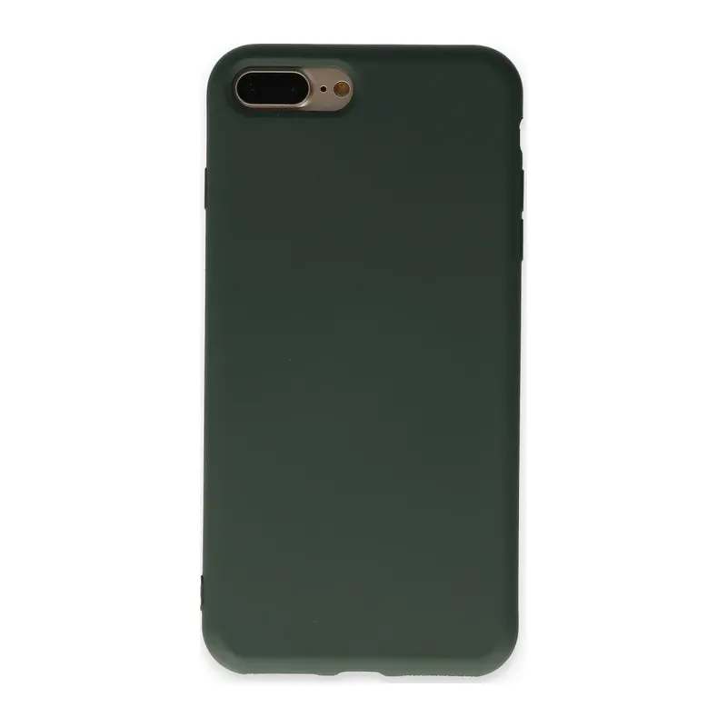 iPhone 7 Plus Kılıf Nano içi Kadife Silikon - Koyu Yeşil