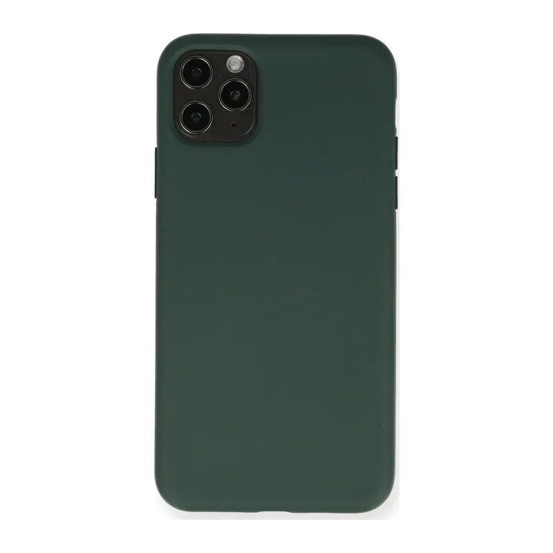 iPhone 11 Pro Max Kılıf Nano içi Kadife Silikon - Koyu Yeşil