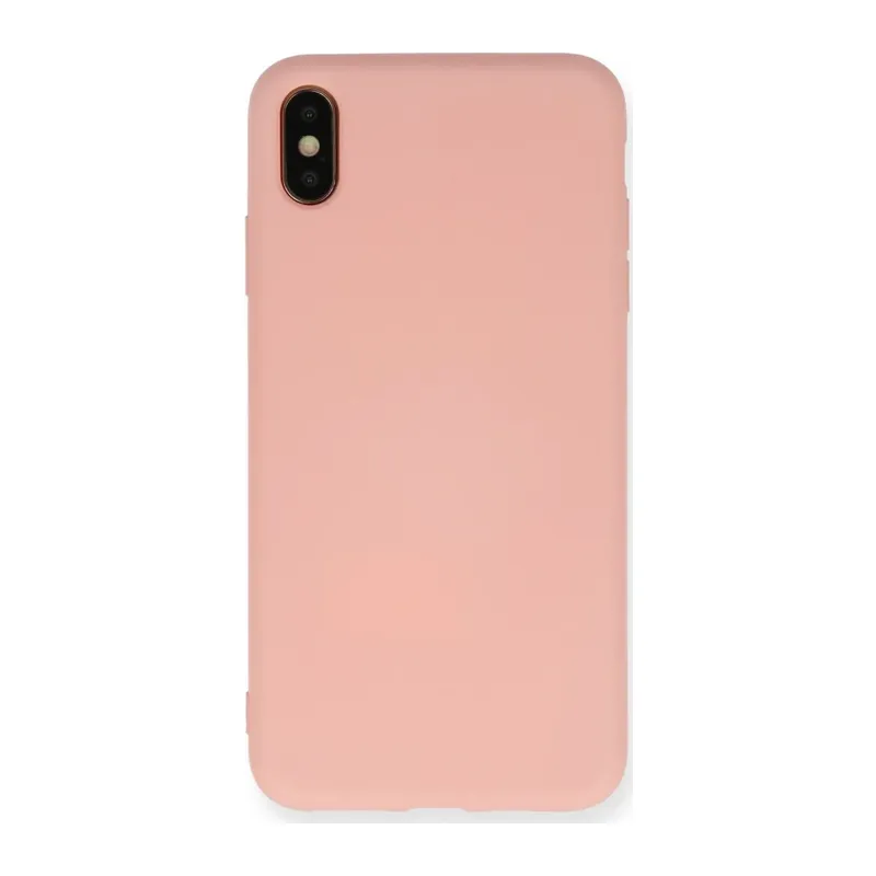 iPhone XS Max Kılıf Nano içi Kadife Silikon - Pudra