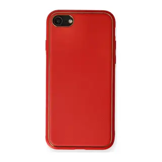 iPhone 7 Kılıf Coco Deri Silikon Kapak - Kırmızı