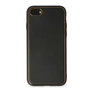 iPhone 7 Kılıf Coco Deri Silikon Kapak - Siyah