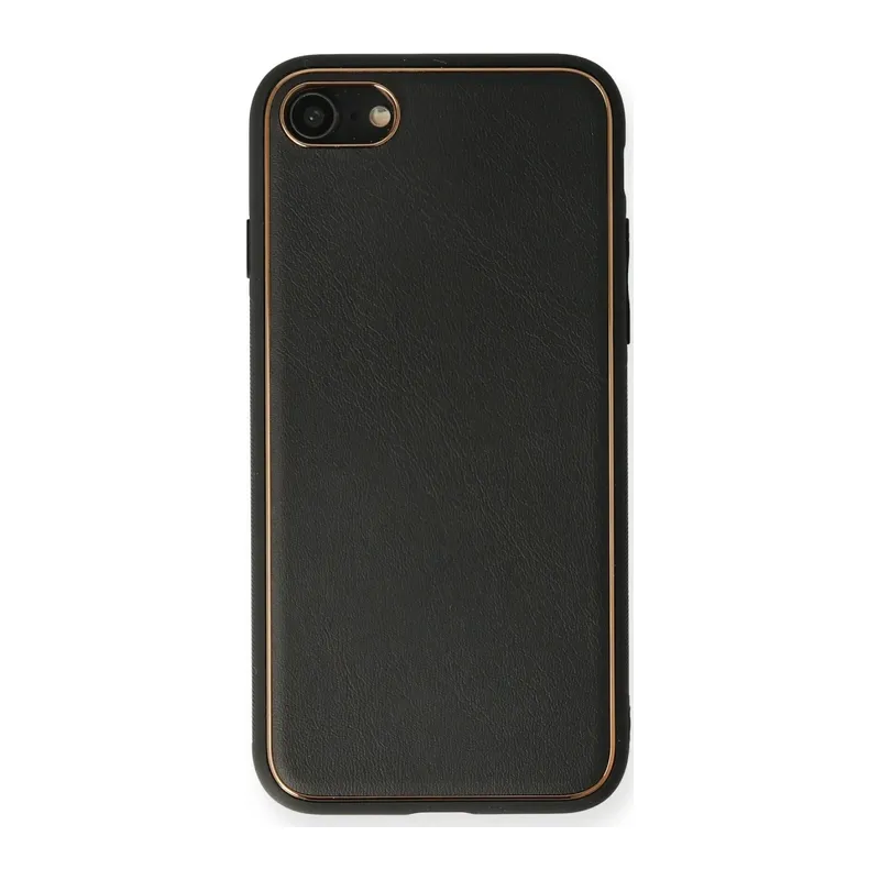 iPhone 7 Kılıf Coco Deri Silikon Kapak - Siyah