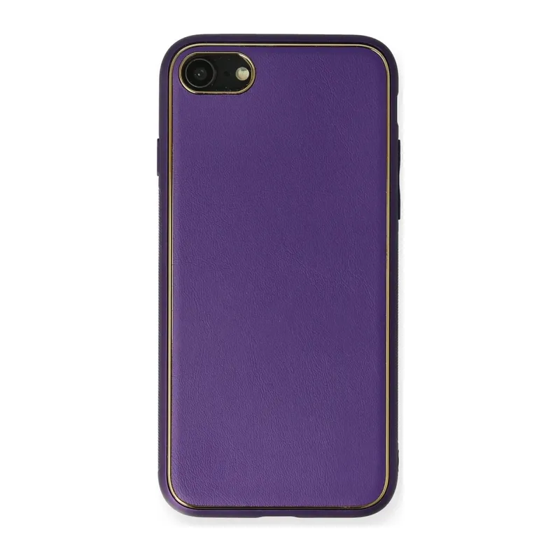 iPhone 7 Kılıf Coco Deri Silikon Kapak - Mor
