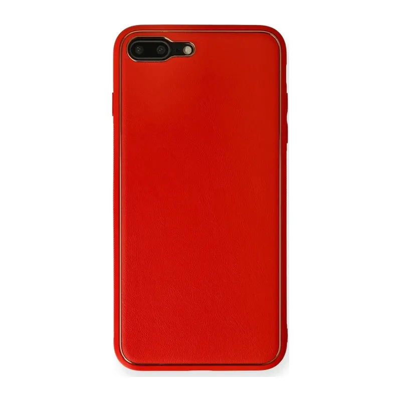 iPhone 7 Plus Kılıf Coco Deri Silikon Kapak - Kırmızı