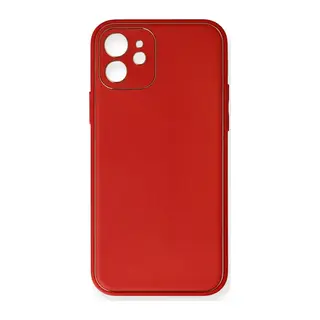 iPhone 12 Mini Kılıf Coco Deri Silikon Kapak - Kırmızı