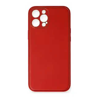 iPhone 12 Pro Max Kılıf Coco Deri Silikon Kapak - Kırmızı