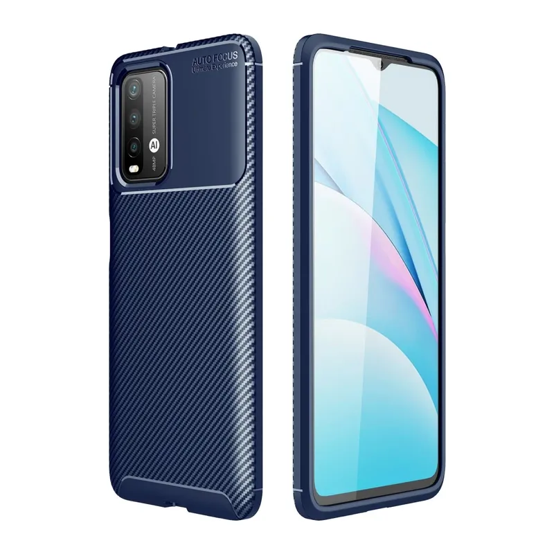 Redmi 9T Kılıf Auto Focus Karbon Kapak - Lacivert