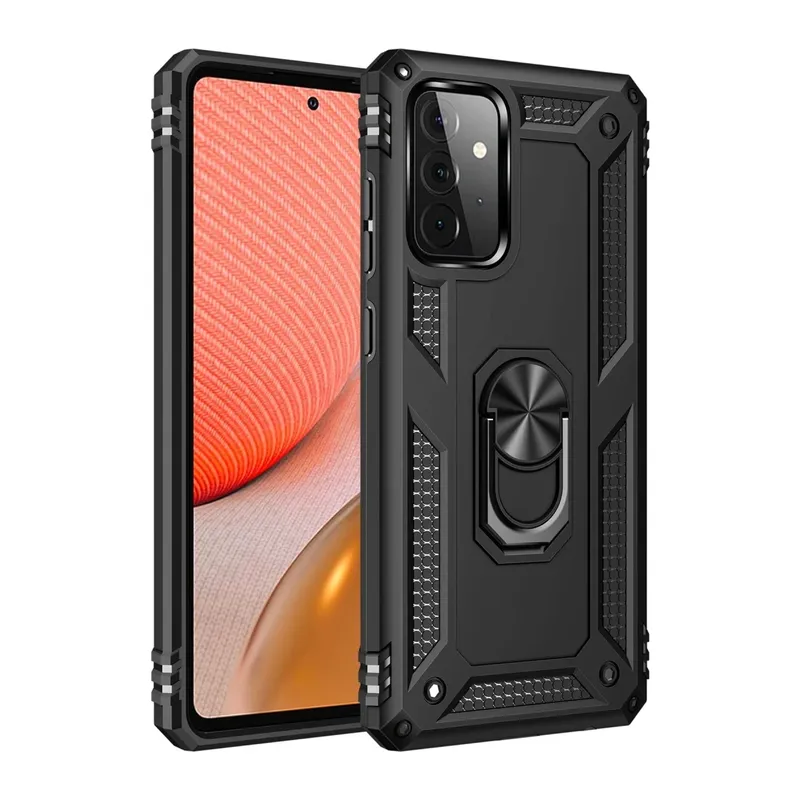 Samsung Galaxy A72 Kılıf Sofya Yüzüklü Silikon Kapak - Siyah