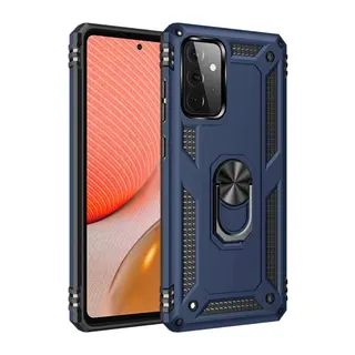 Samsung Galaxy A72 Kılıf Sofya Yüzüklü Silikon Kapak - Lacivert