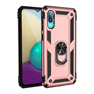 Samsung Galaxy A02 Kılıf Sofya Yüzüklü Silikon Kapak - Rose