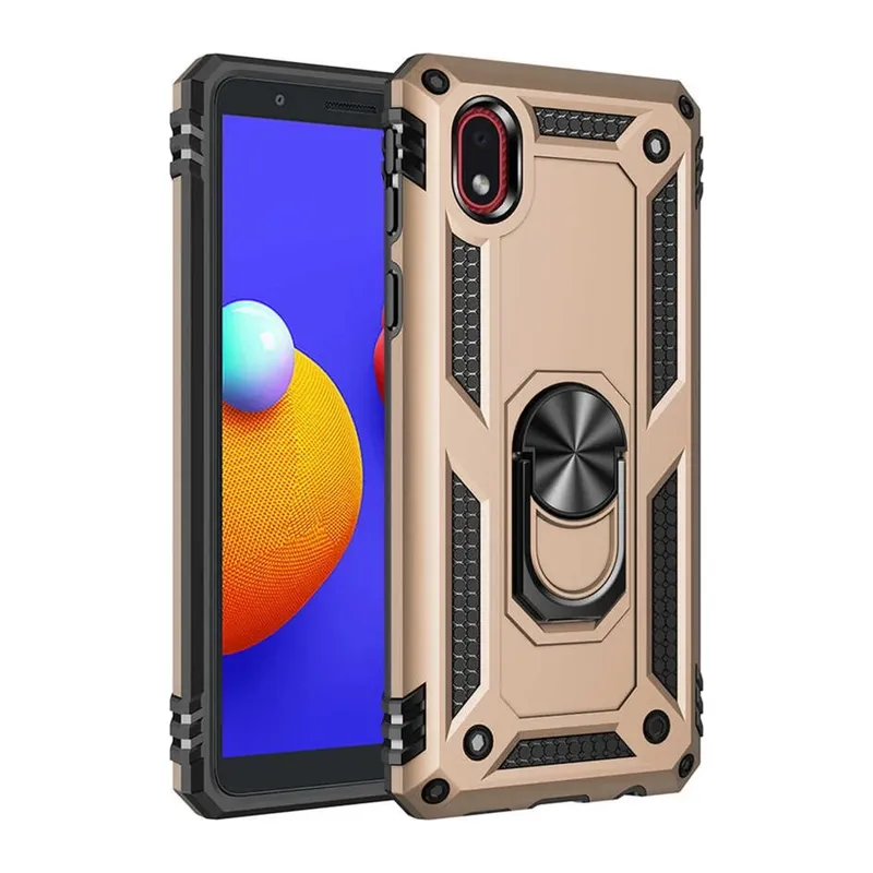 Samsung Galaxy A01 Core Kılıf Sofya Yüzüklü Silikon Kapak - Gold