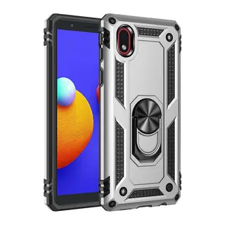 Samsung Galaxy A01 Core Kılıf Sofya Yüzüklü Silikon Kapak - Gümüş