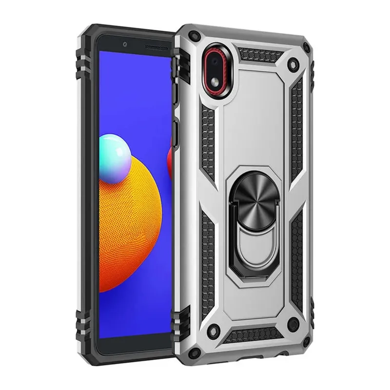 Samsung Galaxy A01 Core Kılıf Sofya Yüzüklü Silikon Kapak - Gümüş