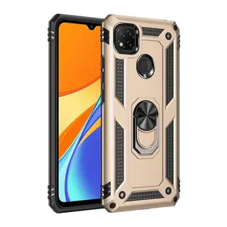 Redmi 9C Kılıf Sofya Yüzüklü Silikon Kapak - Gold