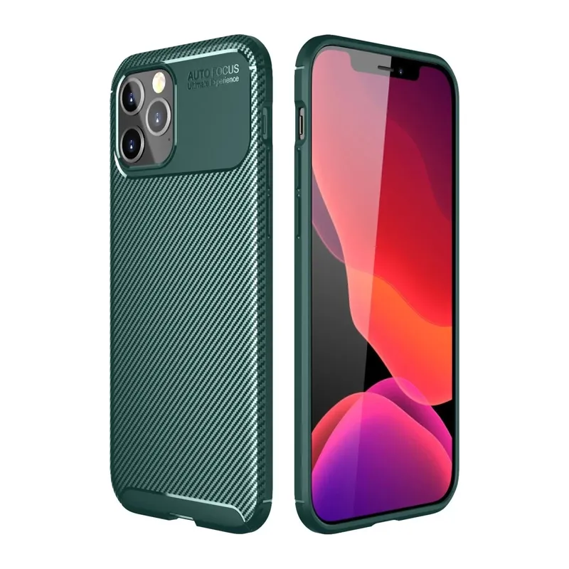 iPhone 11 Pro Max Kılıf Auto Focus Karbon Kapak - Yeşil