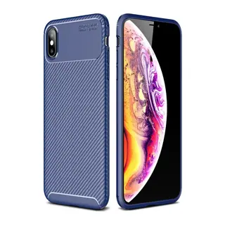 iPhone XS Max Kılıf Auto Focus Karbon Kapak - Lacivert
