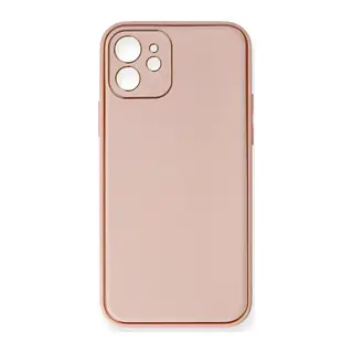 iPhone 12 Kılıf Coco Deri Silikon Kapak - Pembe