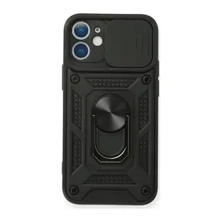 iPhone 11 Kılıf Pars Lens Yüzüklü Silikon - Siyah
