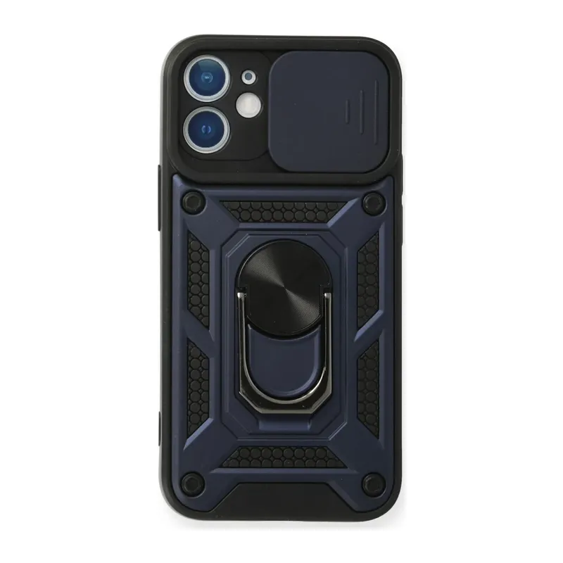 iPhone 11 Kılıf Pars Lens Yüzüklü Silikon - Lacivert