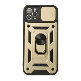 iPhone 11 Pro Kılıf Pars Lens Yüzüklü Silikon - Gold