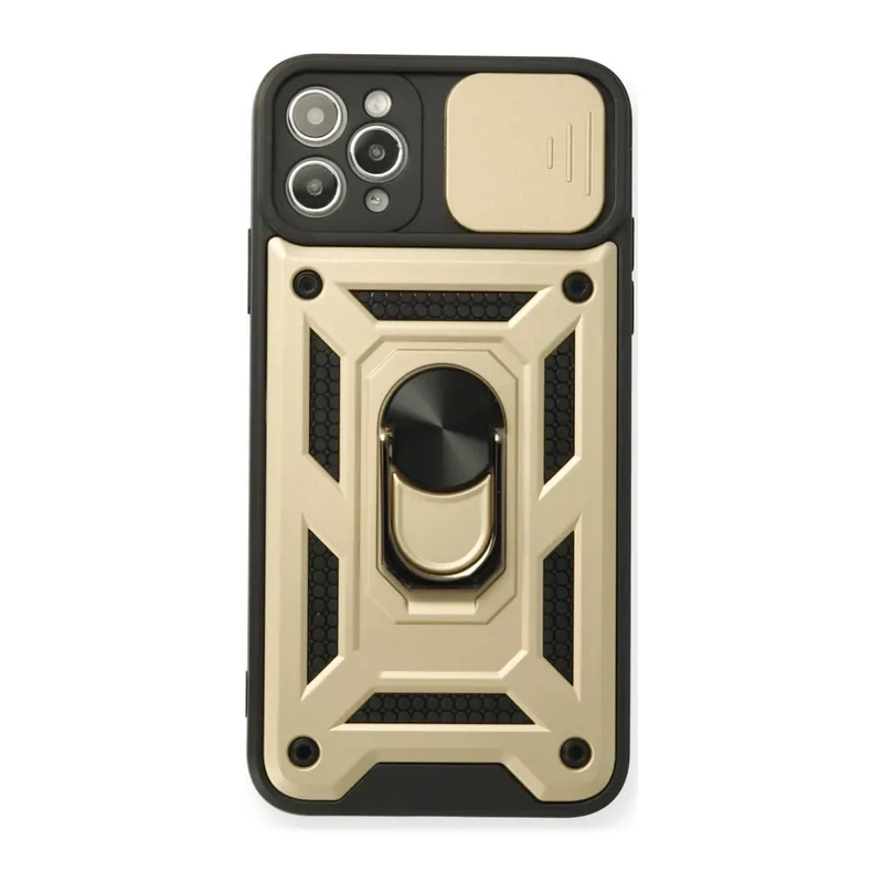 iPhone 11 Pro Kılıf Pars Lens Yüzüklü Silikon - Gold