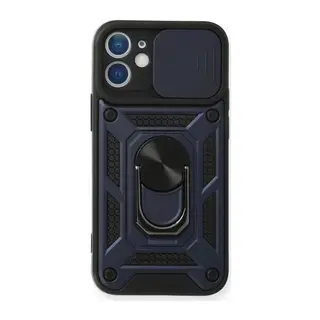 iPhone 12 Kılıf Pars Lens Yüzüklü Silikon - Lacivert