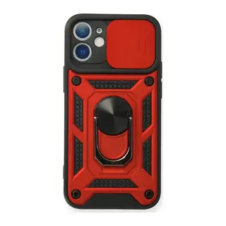 iPhone 12 Mini Kılıf Pars Lens Yüzüklü Silikon - Kırmızı