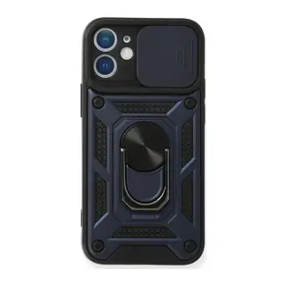 iPhone 12 Mini Kılıf Pars Lens Yüzüklü Silikon - Lacivert