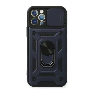 iPhone 12 Pro Kılıf Pars Lens Yüzüklü Silikon - Lacivert