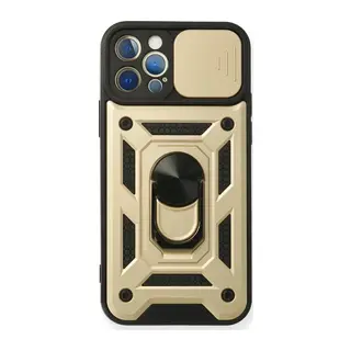 iPhone 12 Pro Kılıf Pars Lens Yüzüklü Silikon - Gold