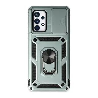 Samsung Galaxy A72 Kılıf Pars Lens Yüzüklü Silikon - Yeşil